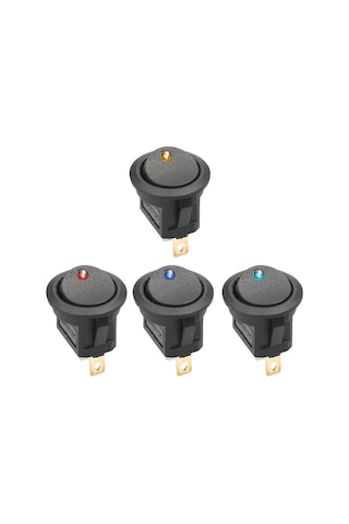 Singree 12v Dc 20a Dairesel Anahtar Switch 20 Adet - 4 Renkli Led Işıklı Mavi,kırmızı,yeşil,turuncu Spst On/off Kontrol Paneli Kurulumlu Diğer