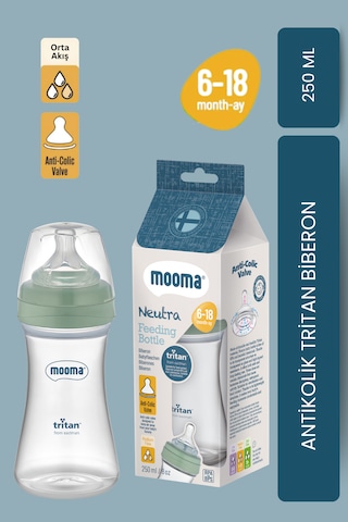Mooma Neutra Antikolik Tritan Biberon 250 Ml 6-18 Ay Orta Akış - Çağla