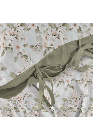 Bağcıklı %100 Pamuk Tek Kişilik Nevresim Takımı-yeşil Bahçe