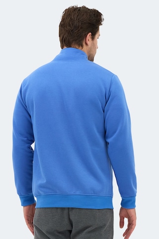 Slazenger Mendoza I Erkek Fermuarlı Dik Yaka Cepli Indigo Sweatshırt Indigo