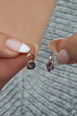 Nereze 925 Ayar Gümüş Minik Mistik Topaz Tektaş Küpe