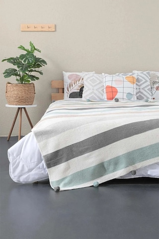 Battaniye Ponponlu Özel Çantalı 150x200 Cm Pamme Gri