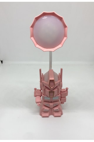 Lebron Işıklı Şarjlı Kalemtraşlı Robot Masa Lambası Pembe Renkli
