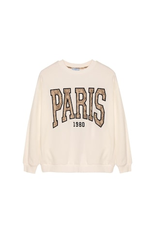 Ziley Quzu Paris Nakış Detaylı Sweatshirt Ekru Çok renkli Ziley Quzu Paris Nakış Detaylı Sweatshirt Ekru Çok renkli