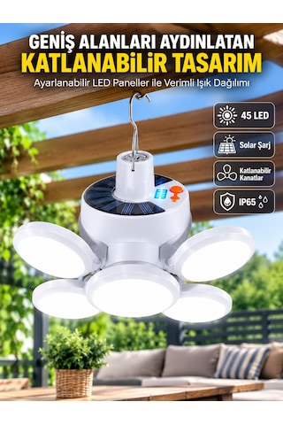 Kamp & Plaj Arabası Solar Enerjili Katlanabilir Led Kamp Ve Bahçe Lambası