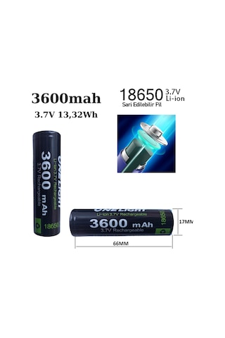 2adet 18650 Pil 3600 Mah 3,7v 13,32 Wh Şarjlı Lion Pil Kaliteli Tasarım Kalem Pil Değildir