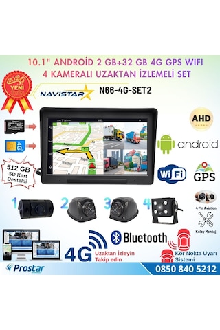 4g Uzaktan İzlemeli 10 İnç Android, 4 Kameralı, Wifi, Gps, Bluetooth 2 Gb + 32 Gb Ve 512 Gb Sd Kart Destekli Set