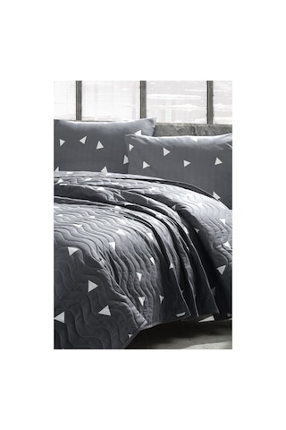 Eponj Home Kapitone Yatak Örtüsü Seti Tek Kişilik Üçgen Gri