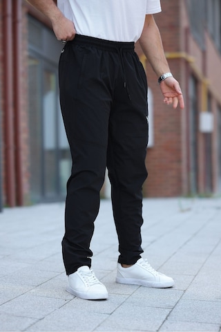 Erkek Siyah Baggy Eşofman Altı Fermuarlı Paça Kaliteli Paraşüt Kumaş Siyah