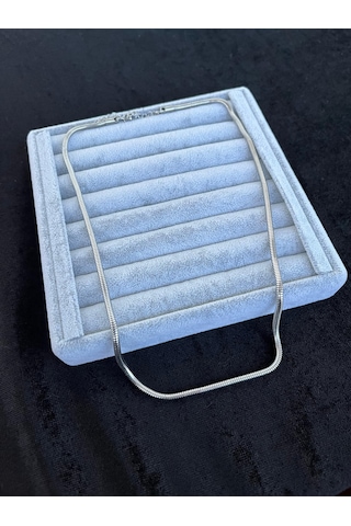 Gümüş Renk Unisex Snake Zincir 4 Mm 60 Cm. Kararmaz Paslanmaz Çelik Kolye Gümüş