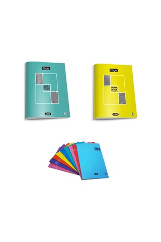 Çizgili 40 Yaprak Plastik Kapak A4 Boy Defter 4 Lü Set Kenarı Kırmızı Çizgili