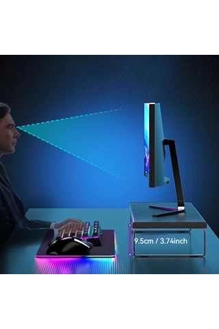 Xuweiwei 50.04cm Siyah Cok Fonksiyonlu Bilgisayar Masa Standi Genis Genisleme Platformu Metal Demir Braketi Ofis Ve Oyun Monitoru Icin