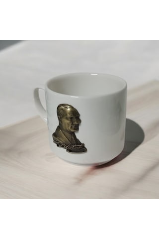 3d Atatürk Desenli Kupa - Anlamlı Hediyelik Kupa Bardak Beyaz