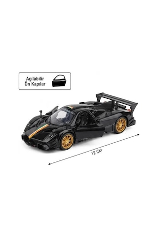 Hobbiez Lisanslı Pagani Zonda Kapıları Açılabilir Model Diecast 1.36 Ölçek Metal Model Araç Siyah