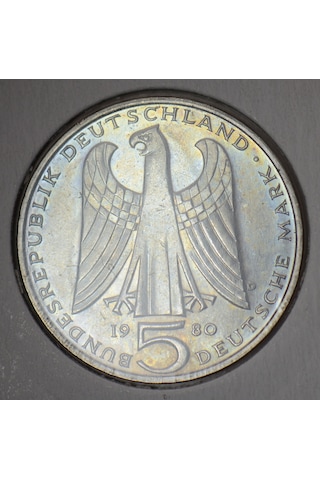Almanya 5 Mark 1980 Hatıra-vogelweide Ölümünün 750. Yılı. Kapamada Çil -