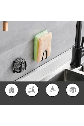 Yapışkanlı Metal Banyo Mutfak Eşya Askılığı Al4467 1 Adet Siyah
