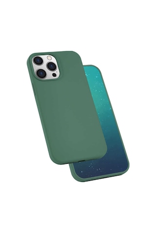 Apple Uyumlu iPhone 13 Pro Uyumlu Zore Silk Silikon-koyu Yeşil Koyu Yeşil -