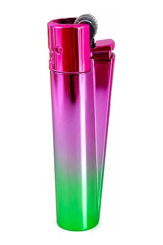 Clipper Metal Gaz Dolumlu Çakmak Pembe Yeşil Degrade Özel Kutulu Premium Model Çok Renkli