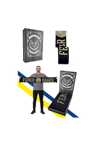 Fenerium Unısex Gold Fenerbahçe Dokuma Atkı Lazer Kutu Hediyeli Lacivert