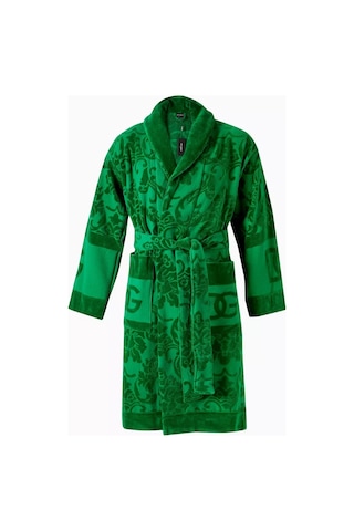 Dolce & Gabbana Casa Unisex Logo-jacquard Bornoz, Pamuklu Havlu, Lüks, Rahat Ve Şık Yeşil