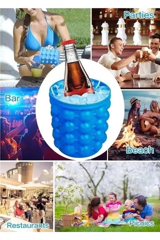 Didadodo Silikon Küp Kalıp Mavi Buz Kovası 2'li Set Büyük, Buzluk Mavi Mavi