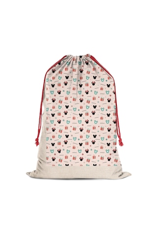 Büyük Noel Baba Hediye Çantası, Pamuklu Kordonlu, Yeniden Kullanılabilir Noel Kartun Simgesi