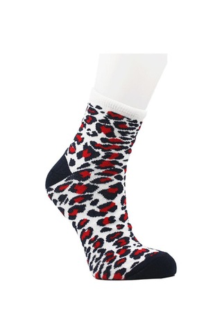 Kadın Çok Renkli Desenli Pamuklu Yarım Konç Çorap 3'lu Paket Çok Renkli