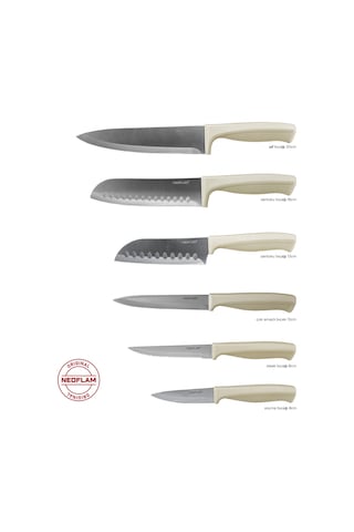 Neoflam Fika Microban 6'lı Bıçak Seti Bej