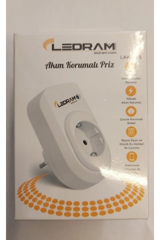 Uzmlight Ledram Faz Akım Koruma Özellikli Fiş Priz - 16a 250v 3500w - Çocuk Korumalı Özellikli - Durum Led Işıklı 0