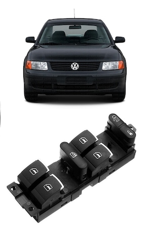 Volkswagen Passat B5 & B5.5 1997-2005 Uyumlu Sol Ön Dörtlü Cam Açma Düğmesi Krom Detaylı 3bd959857