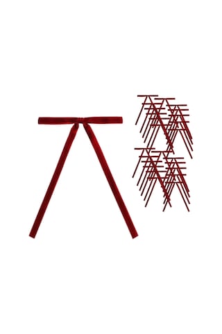 Vkemall Kırmızı 24 Adet Yünlü Bow Kordonlu Noel Ağacı Süsleri - 18x13cm, 1cm Genişlik Askılı Dekoratif Aksesuarlar Tüm Yaşlar