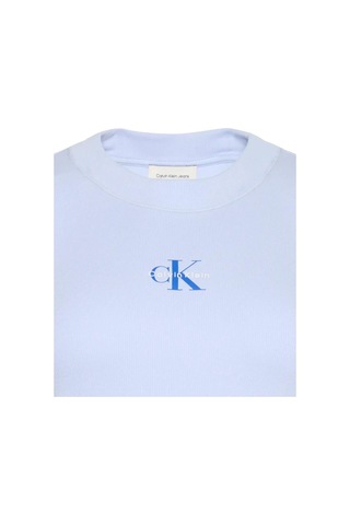 Calvin Klein Ls Monologo Baby Tee Kadın Mavi Uzun Kollu T-shirt-12034 Mavi