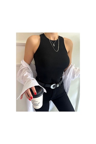 Refox Kadın Fitilli Halter Yaka Crop Örme Bluz Çok Renkli