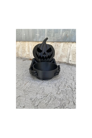 Alvera Decor Balkabağı Kabartmalı Dekoratif Kase Cadılar Bayramı Şekerlik Çerez Kuruyemiş Sunum Kabı