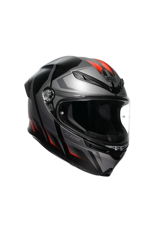 Agv K1 E2206 Lyzard Matt Siyah Gri Kırmızı Motosiklet Kaskı