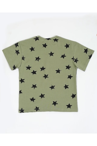 Luess Baskılı Oversize Kısa Kol Erkek Çocuk T-shirt Yeşil