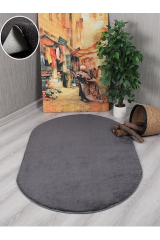 My Evilla Modern Dekoratif Kaymaz Taban Rabbit Oval Halı Yolluk 001