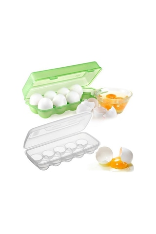 12'Li  Şeffaf  Kapaklı  Kilitli  Yumurta  Saklama  Kabı  Kutusu  Aparatı