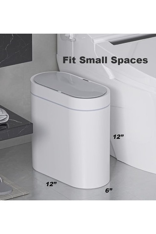 Qianfan Otomatik Banyo Çöp Kutusu, 2,3 Galon Akıllı Çöp Kutusu, Beyaz