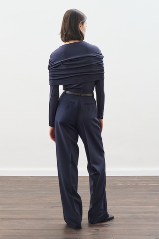 Büzgü Detaylı Bluz Lacivert Lacivert