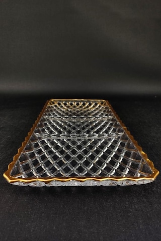 Digithome Cam Servis Ve Sunum Tabağı Gold Yaldızlı 37,5 Cm St.kfs.630