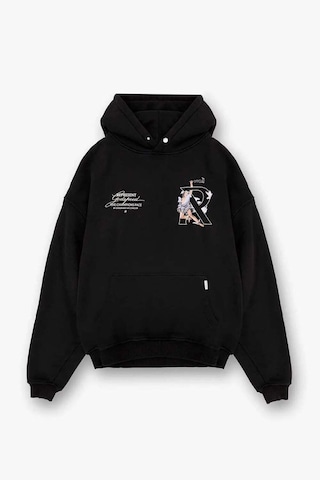 Represent Hermes Jet Black Oversized Hoodie - Yüksek Yoğunluklu Baskı Ve Metal Logo Siyah