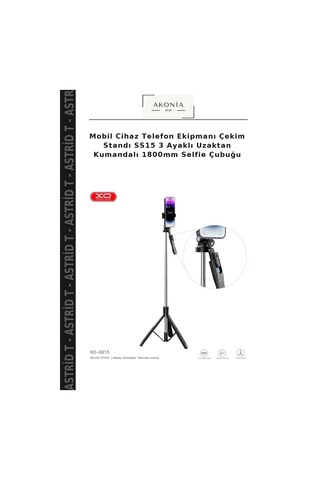 Mobil Cihaz Telefon Ekipmanı Çekim Standı Ss15 3 Ayaklı Uzaktan Kumandalı 1800mm Selfie Çubuğu