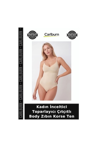 Carlburn Kadın İnceltici Toparlayıcı Çıtçıtlı Body Zıbın Korse Ten Şekillendirici Esnek Yapı Destekli