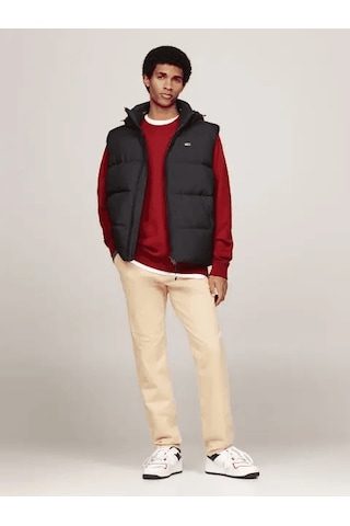 Tommy Jeans Tommy Hilfiger Erkek Kapşonlu Fermuarlı Siyah Yelek Siyah