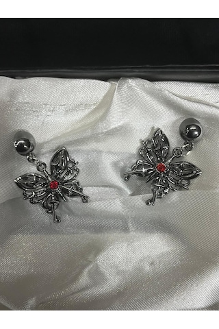 Dükkan Design Taşlı Gotik Kelebek Kolye Antrasit