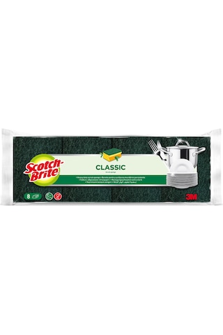 Scotch Brite Yeşil Klasik Tırnak Koruyucu Bulaşık Süngeri 8 Adet