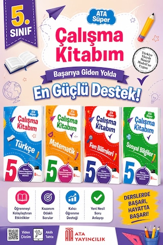 5. Sınıf Ata Süper Türkçe - Matematik- Fen Bilimleri - Sosyal Bilgiler Çalışma Kitabım Seti