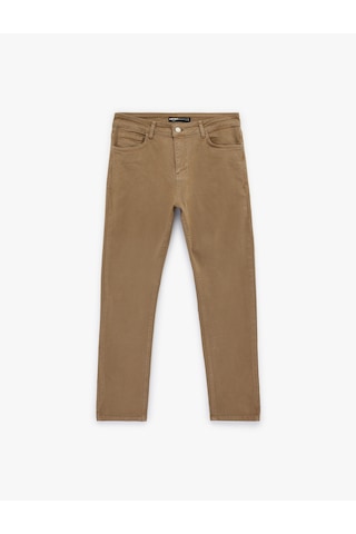 Koton Pamuklu Cepli Düğmeli Regular Fit Pantolon Bej 6sam40022nw Ekru