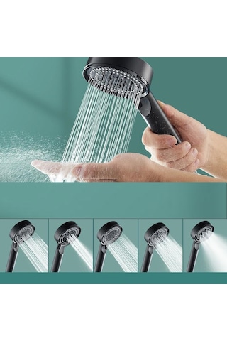 Banyo Keyfi İçin Tasarruflu 5mod Masaj Etkili Siyah Duş Başlığı Diğer